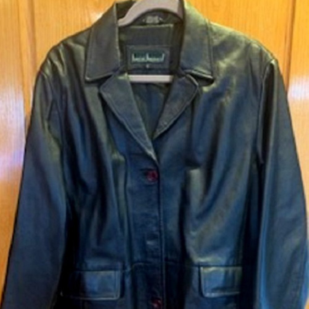 Harve Benard Classic Women Genuine Leather Blazer Jacket Suit Style Sz: RL/XL